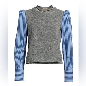 Derek Lam 10 Crosby - Milton Mixed Media Sweater Gray/Blue - S